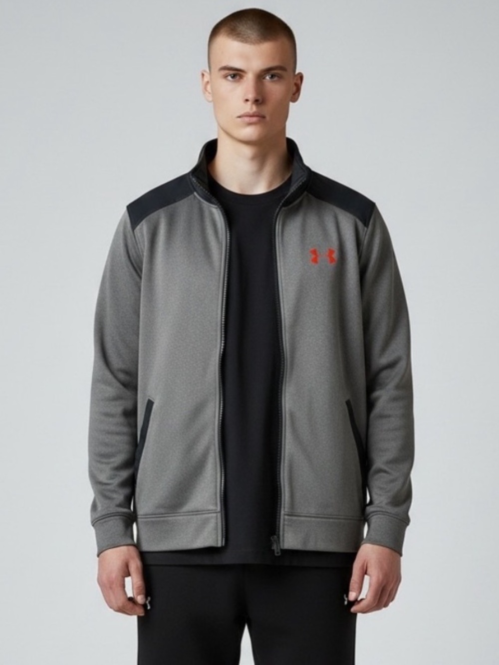 Under Armour Men's Loose Fit Full-Zip Jacket Gray With Black Size XL Outdoor's
